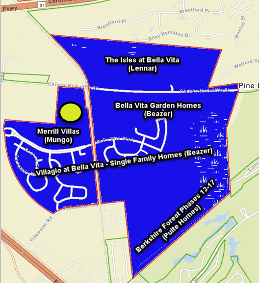 Merrill Villas new home community within the Bella Vita master planned communitu